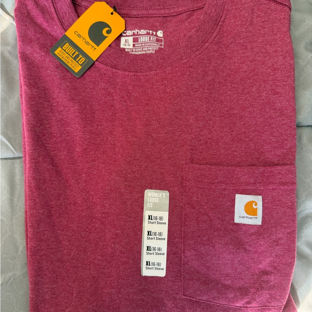 Carhartt Women's Pocket Tee in Heather Burgundy